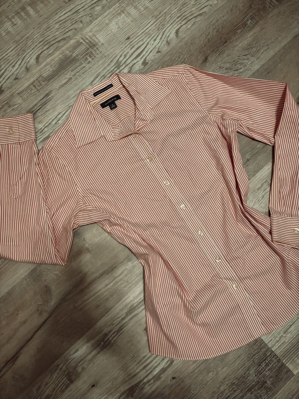 lands' end pin stripe button up